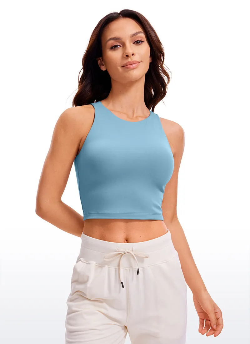 Butterluxe Cropped High Neck Tank Tops Wide Back