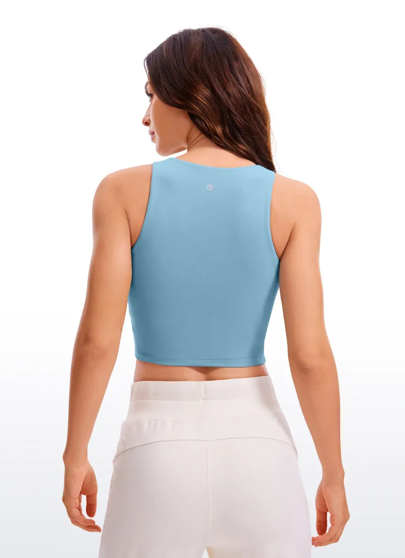 Butterluxe Cropped High Neck Tank Tops Wide Back