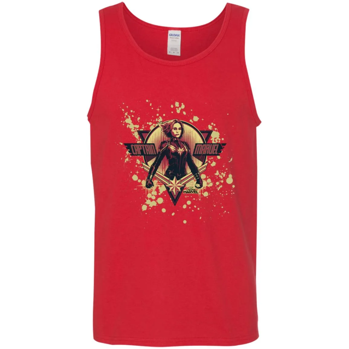 Captain Marvel Cracked Paint Splatter Logo Men Cotton Tank