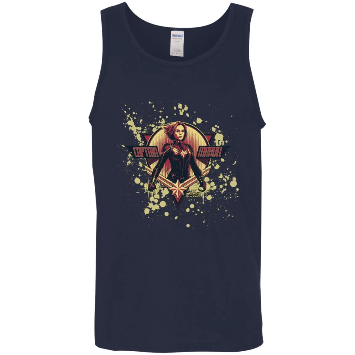 Captain Marvel Cracked Paint Splatter Logo Men Cotton Tank