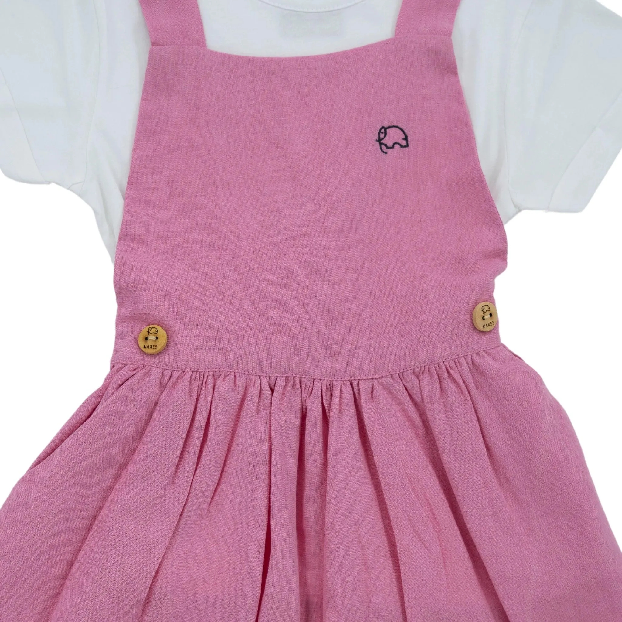 Cashmere Rose Linen Pinafore for Girls