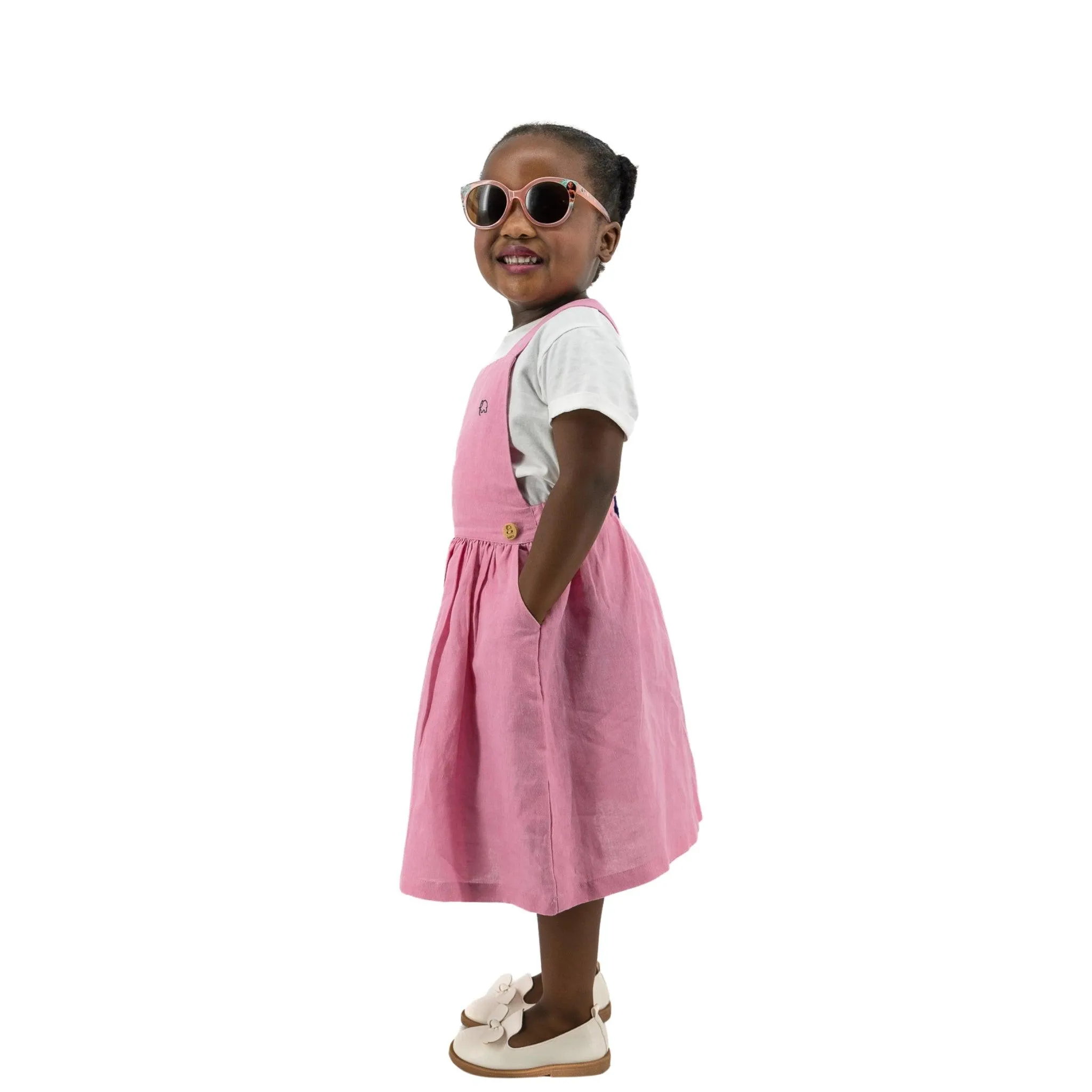 Cashmere Rose Linen Pinafore for Girls