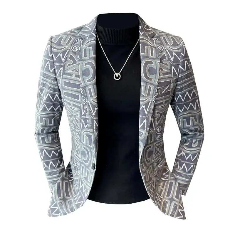 Casual Geometric Printed Fit Blazer