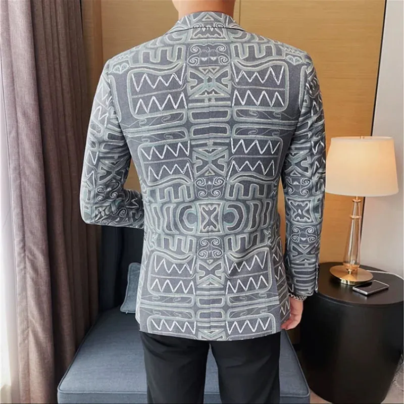 Casual Geometric Printed Fit Blazer