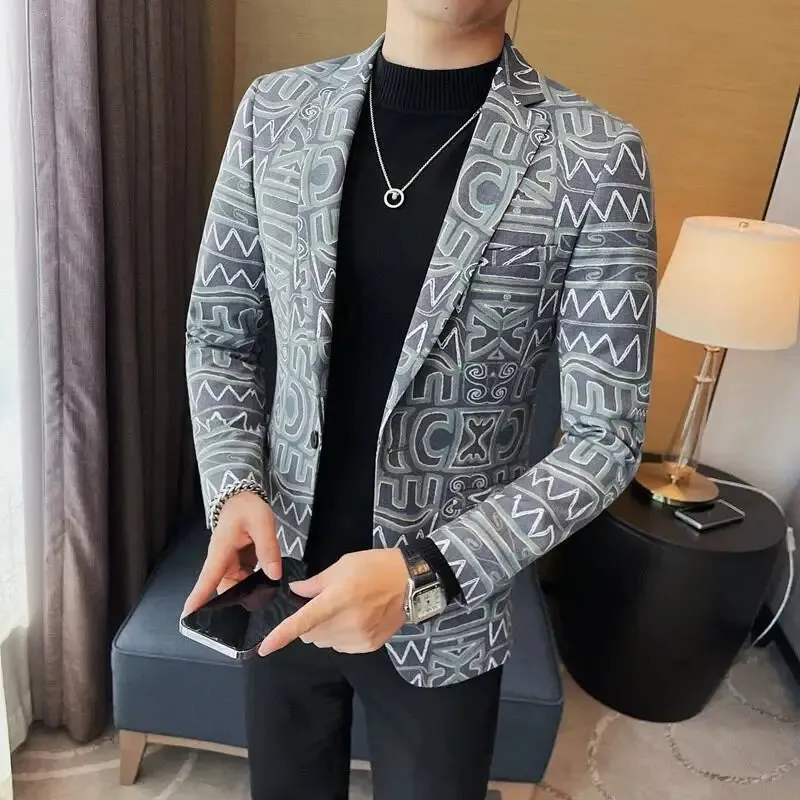 Casual Geometric Printed Fit Blazer