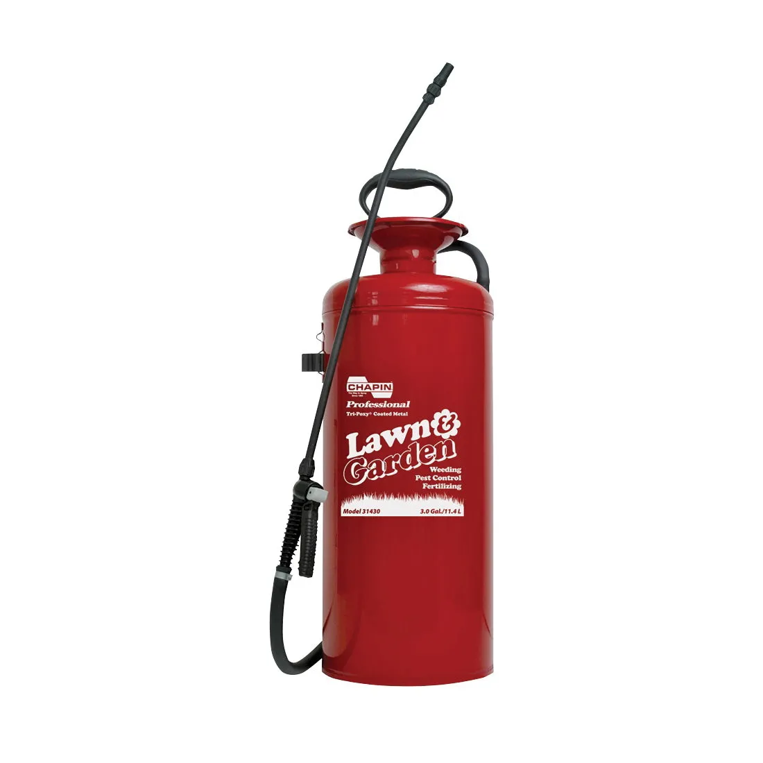 CHAPIN Lawn & Garden Series 31430 Compression Sprayer, 3 gal Tank, Steel Tank, 42 in L Hose