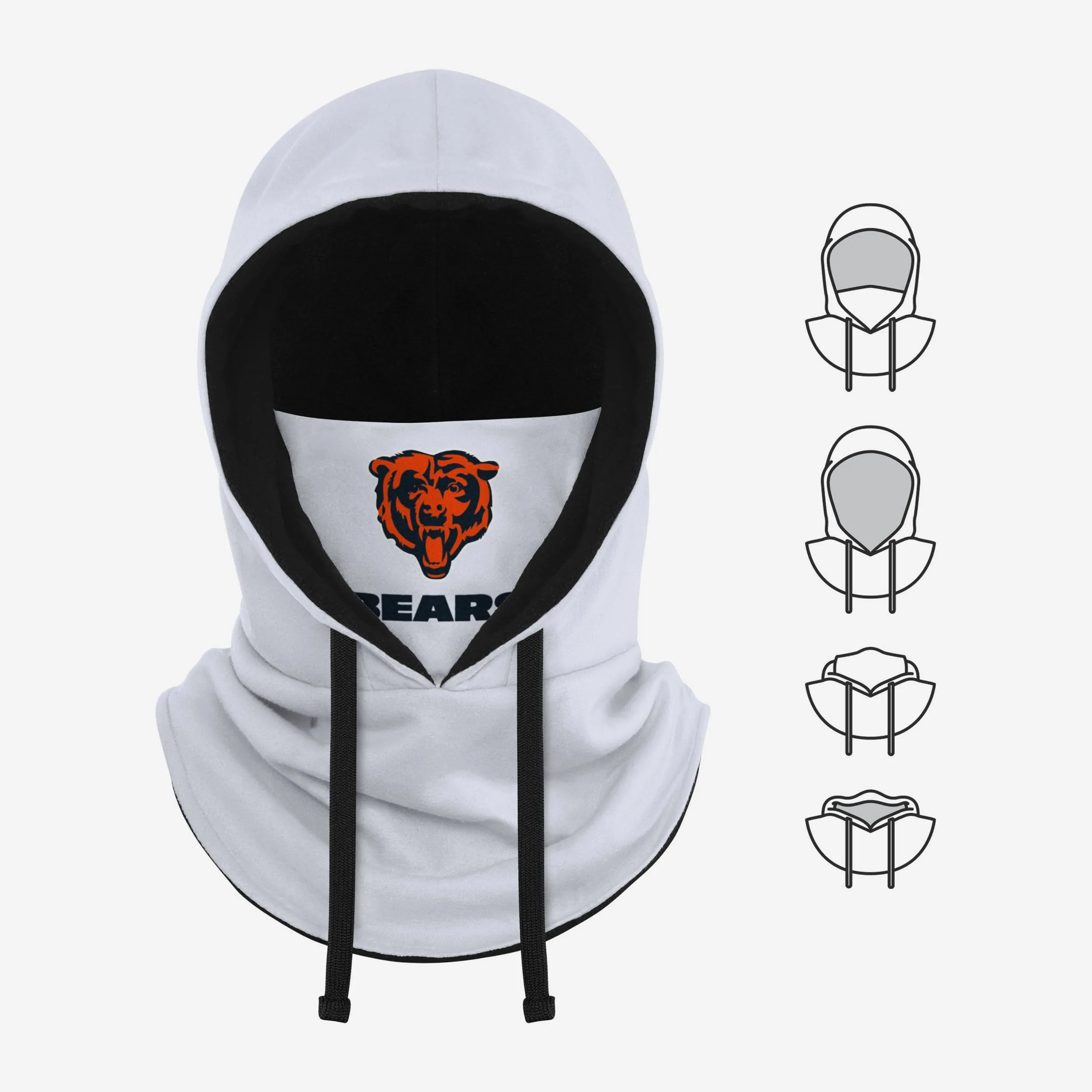 Chicago Bears White Drawstring Hooded Gaiter