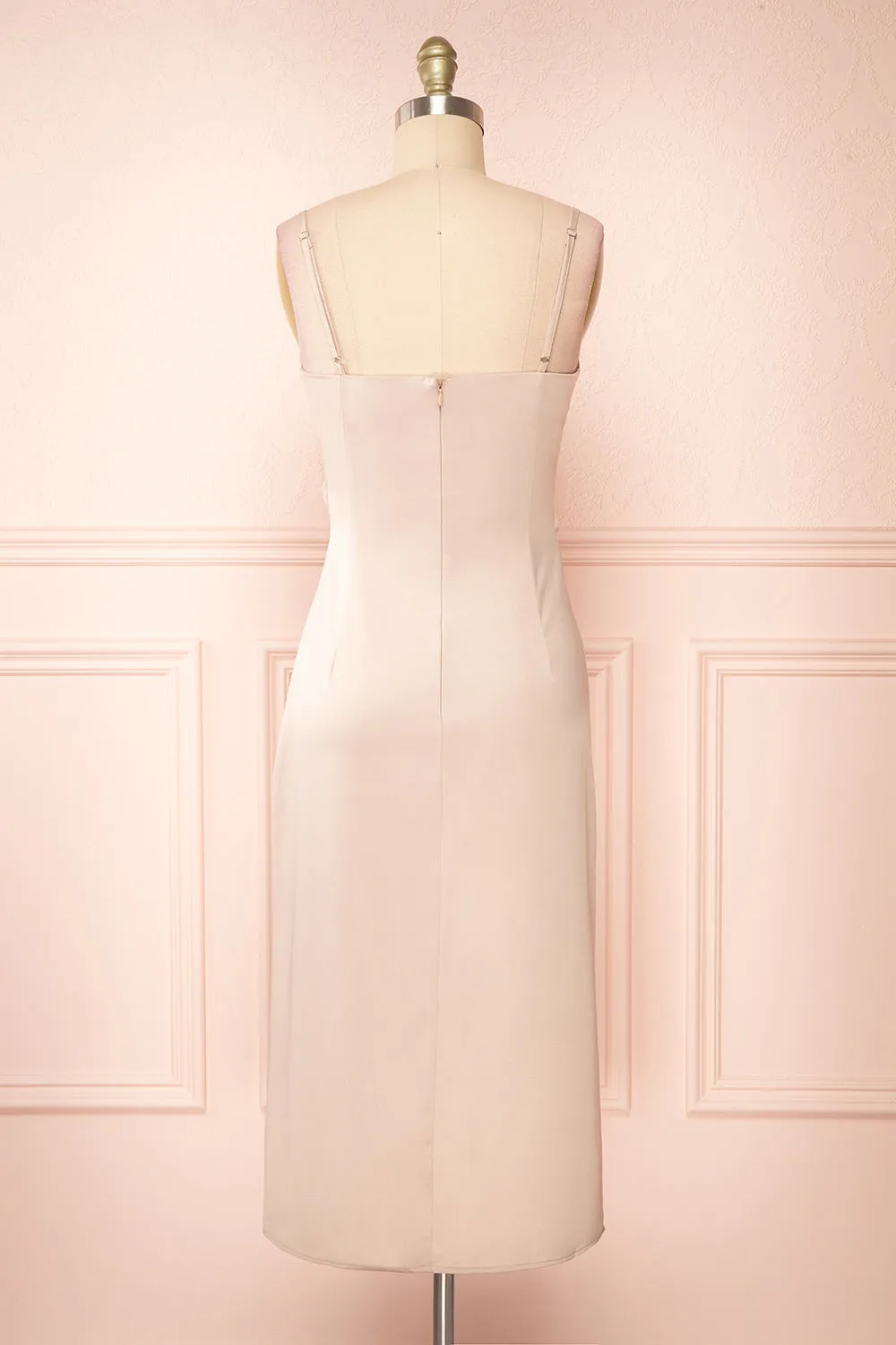 Chloe Champagne | Cowl Neck Satin Slip Dress