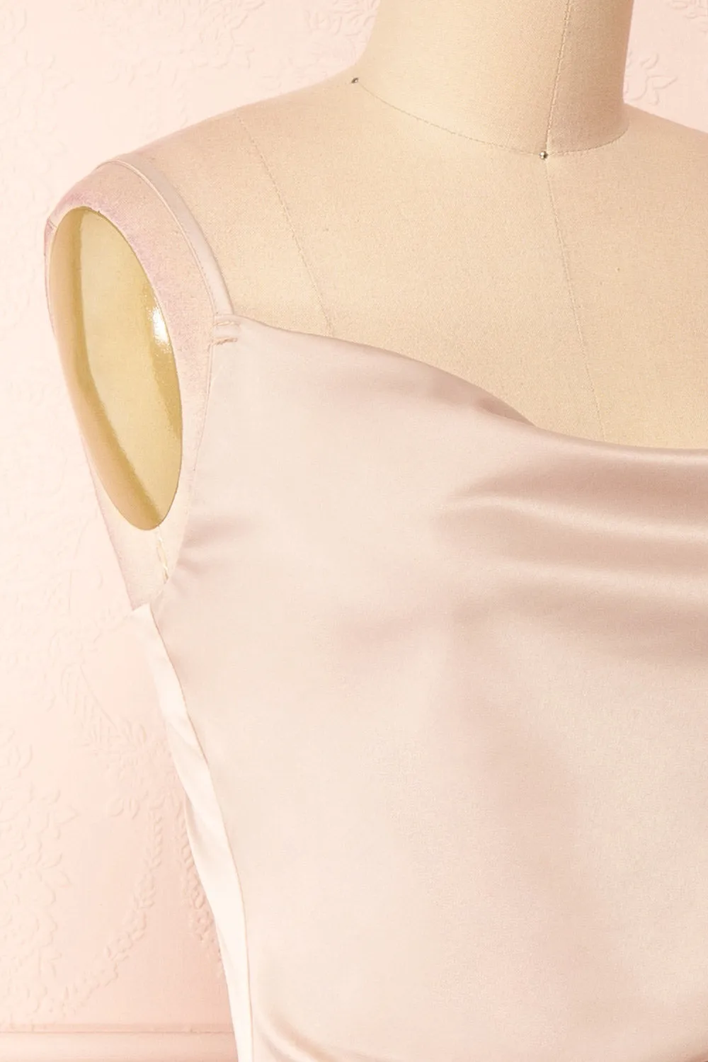 Chloe Champagne | Cowl Neck Satin Slip Dress