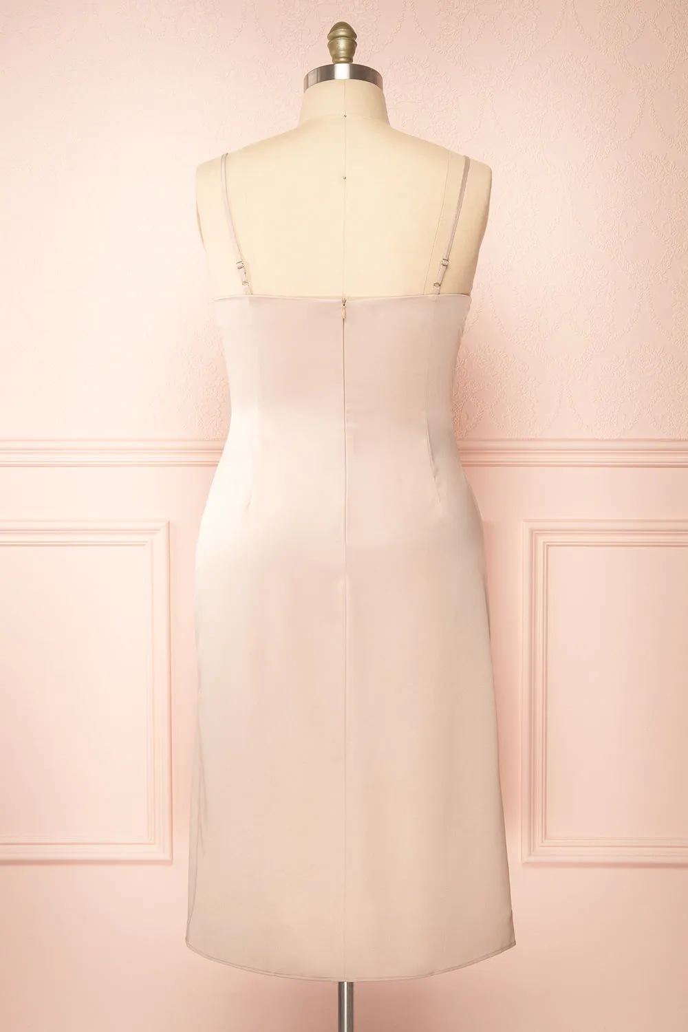 Chloe Champagne | Cowl Neck Satin Slip Dress