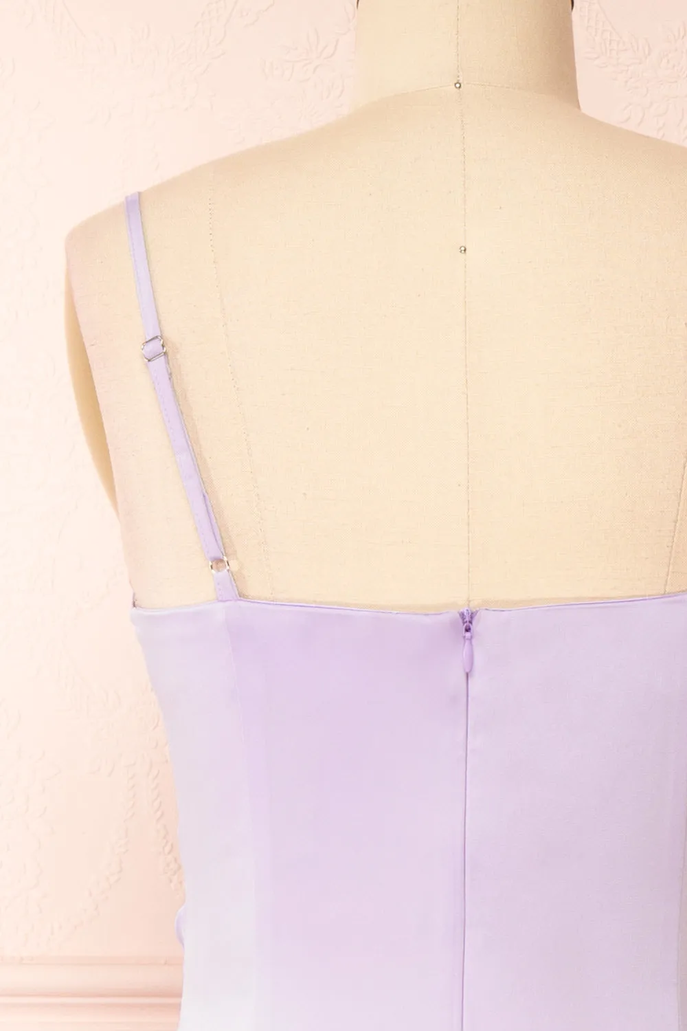 Chloe Lilac | Cowl Neck Satin Midi Slip Dress