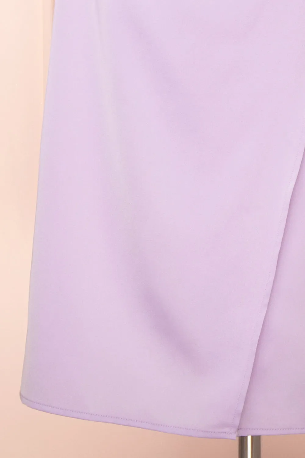 Chloe Lilac | Cowl Neck Satin Midi Slip Dress