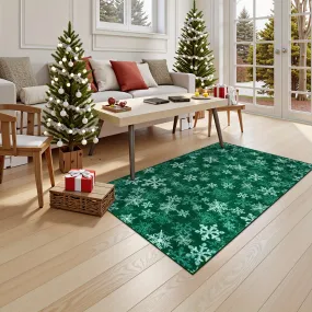 Christmas Area/Runner Rugs For Living Room, Washable Rug Carpet, Non-Slip Low Pile Soft Snowflake Retro Holiday Xmas Decor Throw Mat For Living Room/Bedroom/Kitchen/Doorway