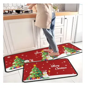 Christmas Kitchen Rug Set (2 PCS), Merry Christmas Snowman Indoor Kitchen Mat for Winter, Xmas Door Mat Runner Rug Mat for Kitchen Home Decor (17"x47" 17"x30",Snowman)