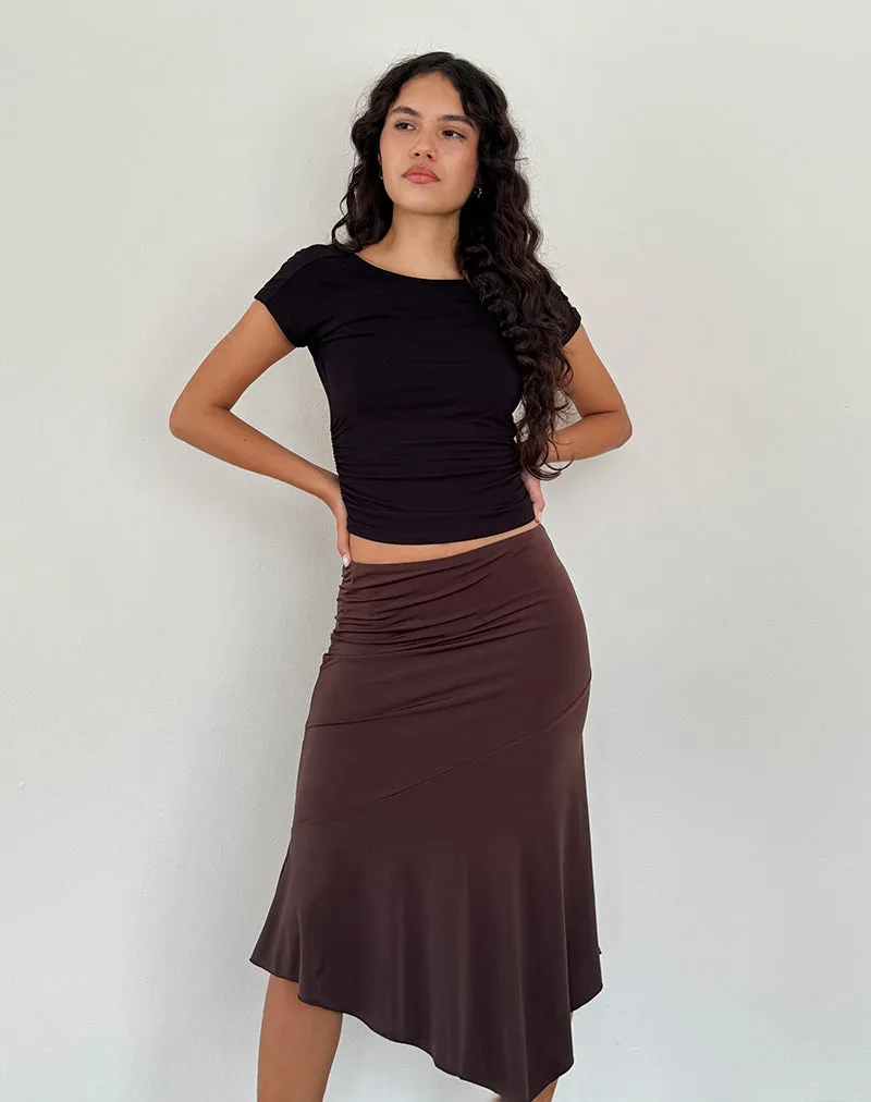 Cinta Low Rise Midi Skirt in Chocolate