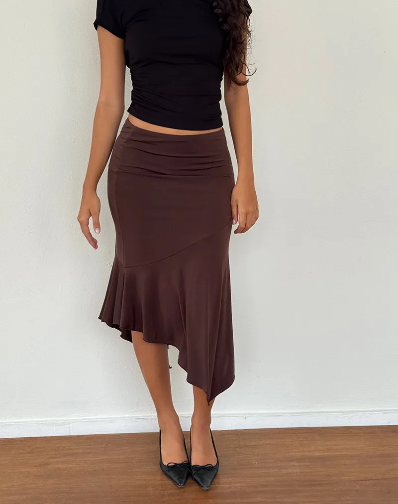 Cinta Low Rise Midi Skirt in Chocolate