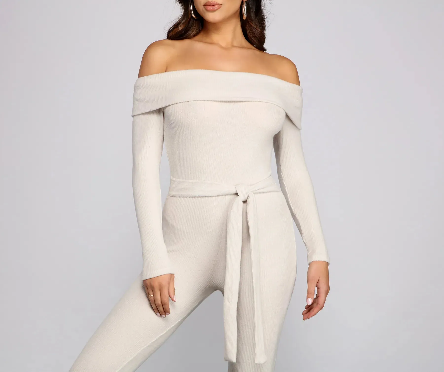 Comfy-Chic Off The Shoulder Catsuit