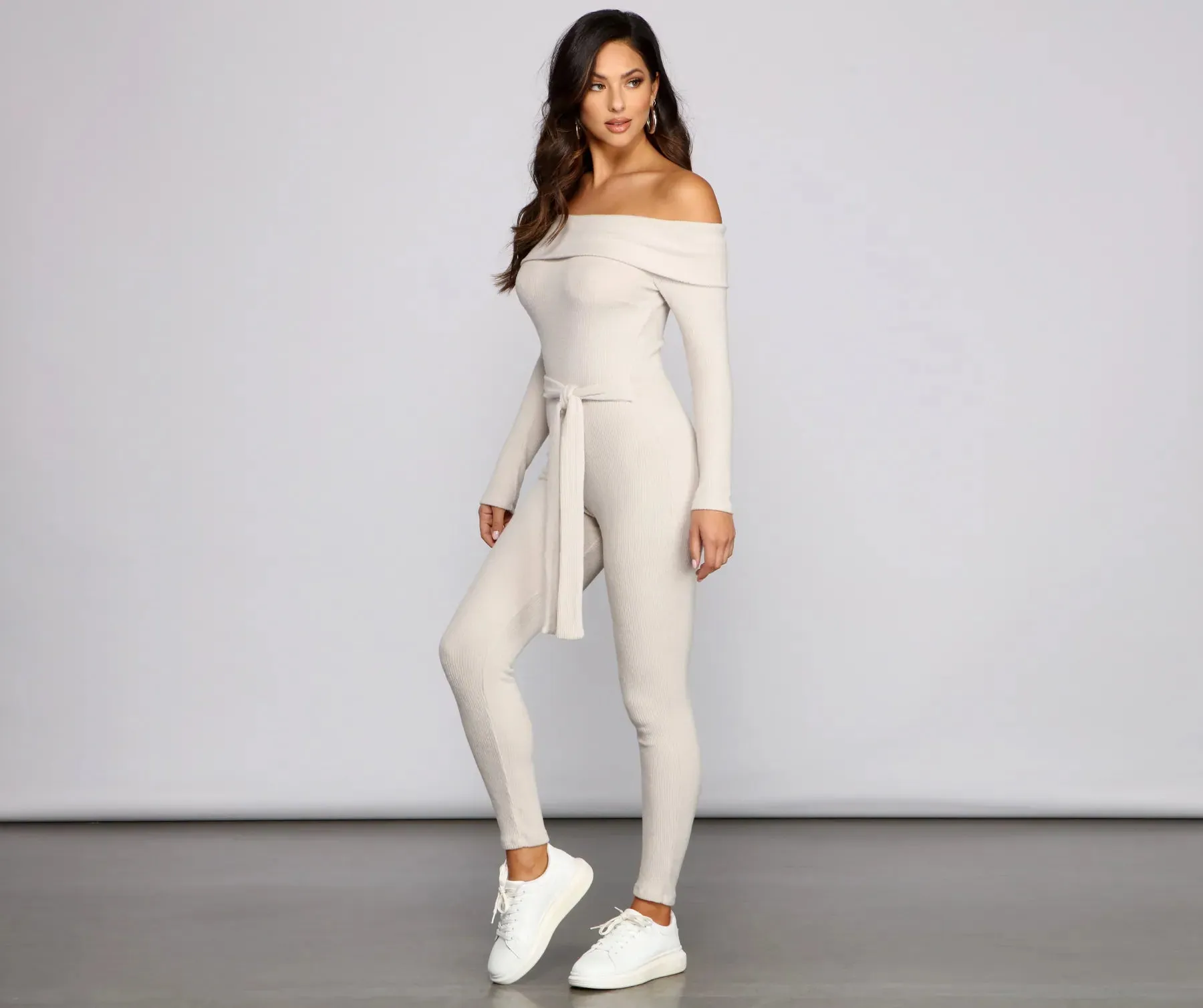 Comfy-Chic Off The Shoulder Catsuit