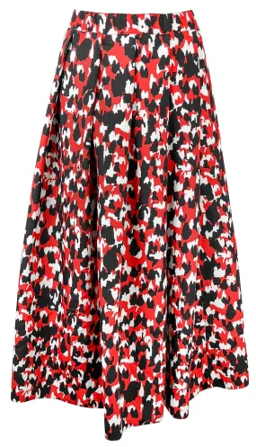 COMME des GARÇONS Printed Midi Skirt in Red/White/Black