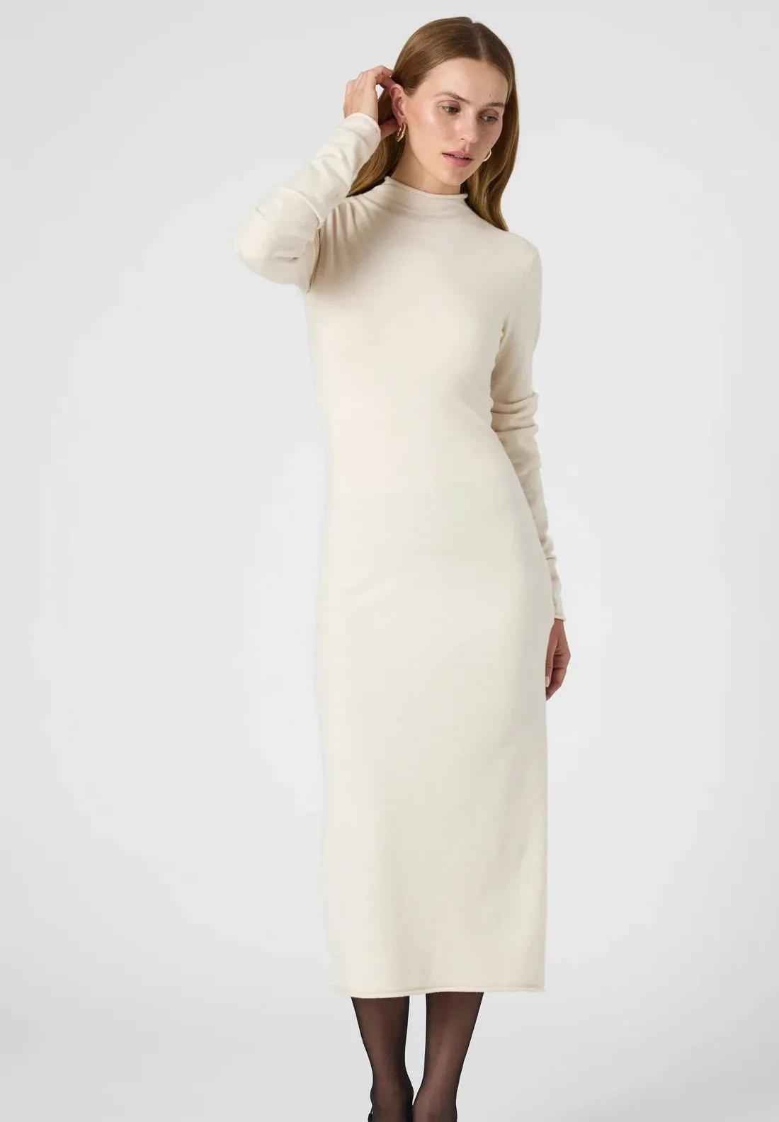 Cosysoft Side Split Midi Dress- Oatmeal