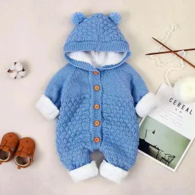 Cozy Cashmere Knit Hooded Romper (3-18M)