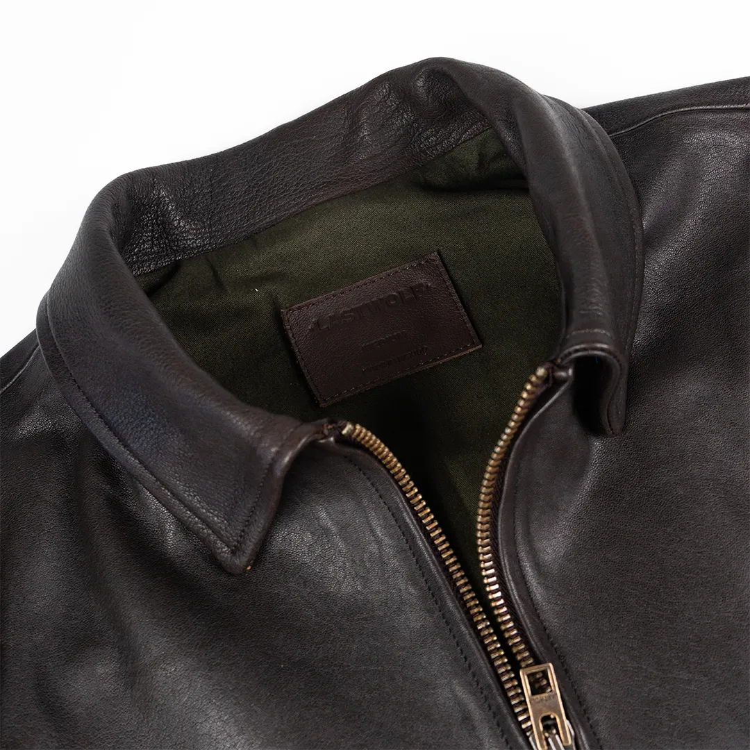 CRAIG MOTO LEATHER JACKET-DARK BROWN