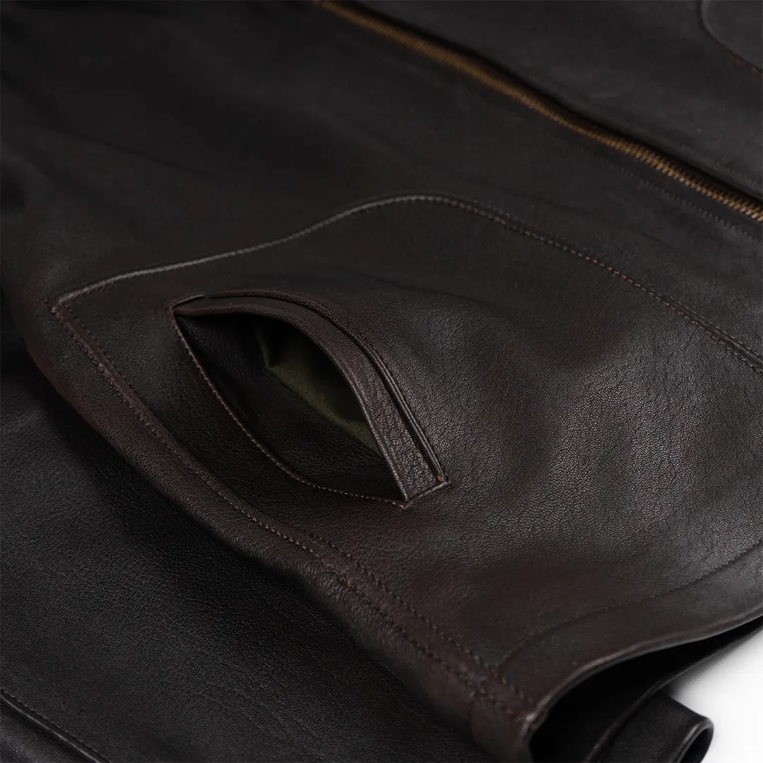 CRAIG MOTO LEATHER JACKET-DARK BROWN