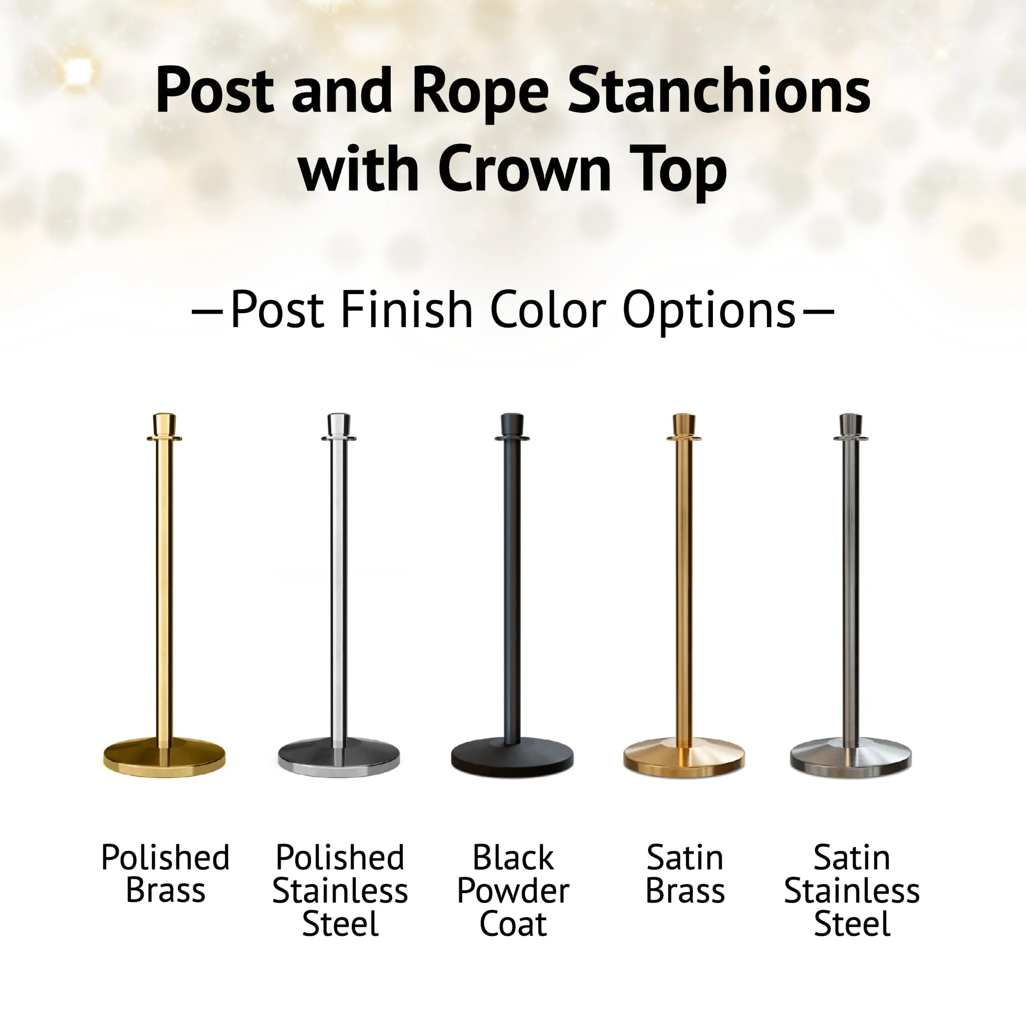 Crown Top Post and Rope Stanchion with Dome Base - Montour Line CDLine