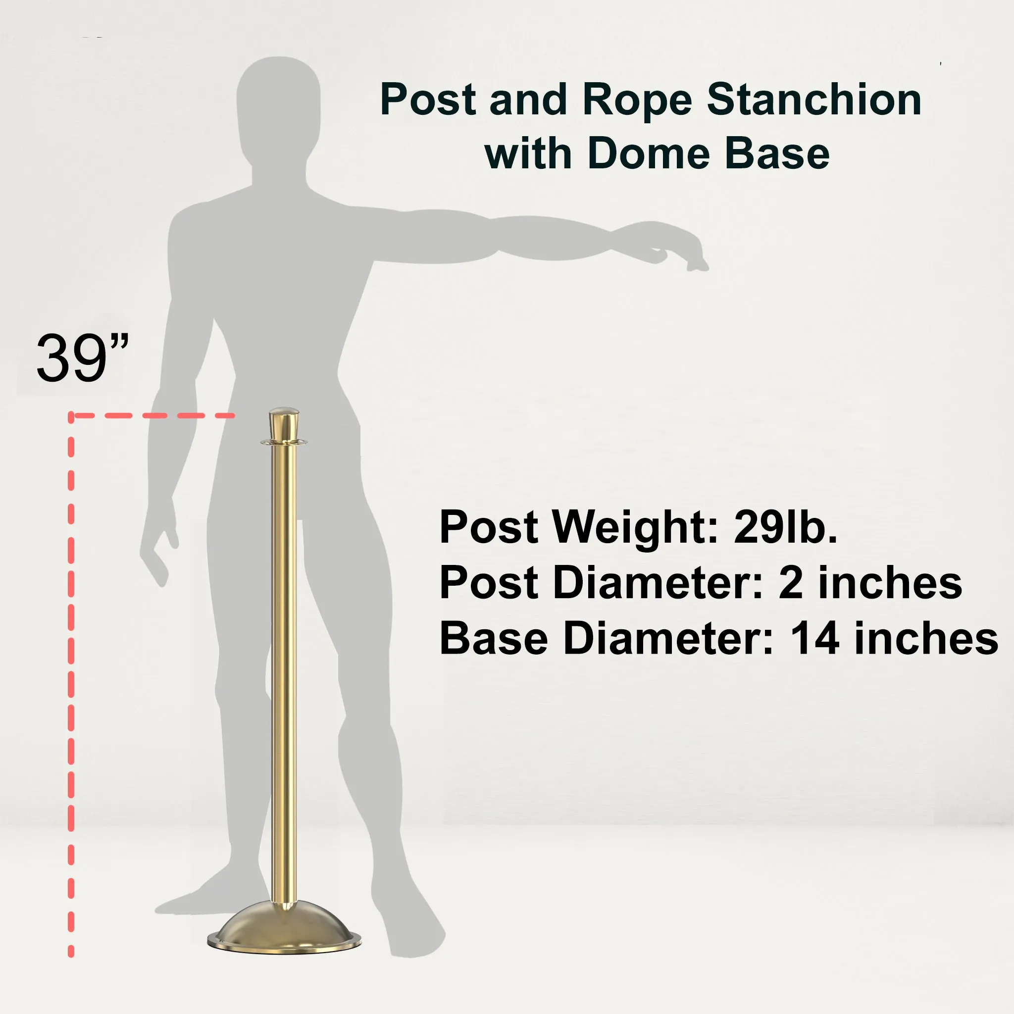 Crown Top Post and Rope Stanchion with Dome Base - Montour Line CDLine