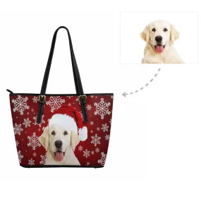 Custom Dog Christmas Snowflake Women's Tote Bag