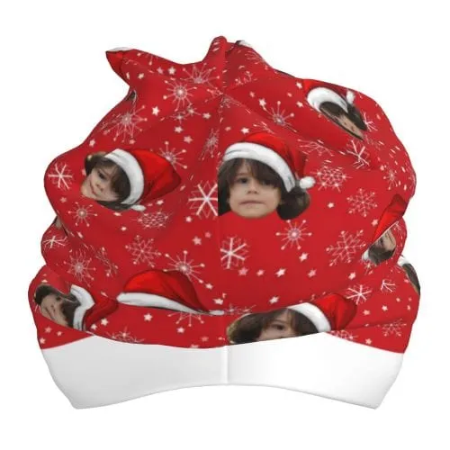 Custom Face Christmas Red Hat Snowflake Kid's Beanie