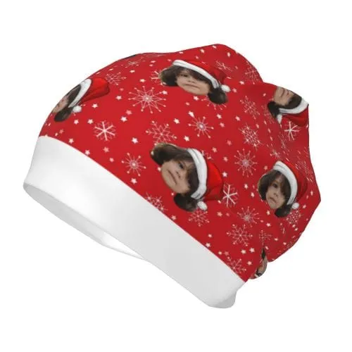 Custom Face Christmas Red Hat Snowflake Kid's Beanie