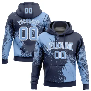 Custom Stitched Navy Light Blue-White 3D Pattern Design Abstract Brush Stroke Sports Pullover Sweatshirt Hoodie