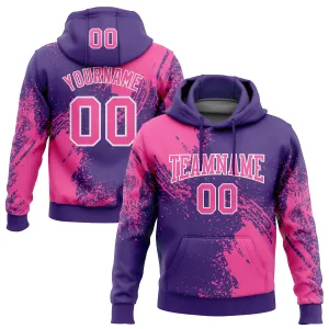 Custom Stitched Purple Pink-White 3D Pattern Design Abstract Brush Stroke Sports Pullover Sweatshirt Hoodie