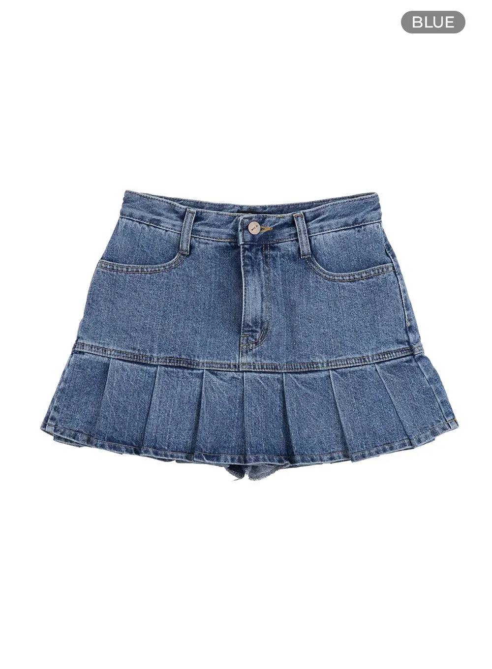 Denim Pleated Mini Skirt IO409