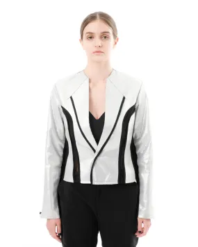 DIAPHANUM SILVER SEQUINED SLIM FIT JACKET