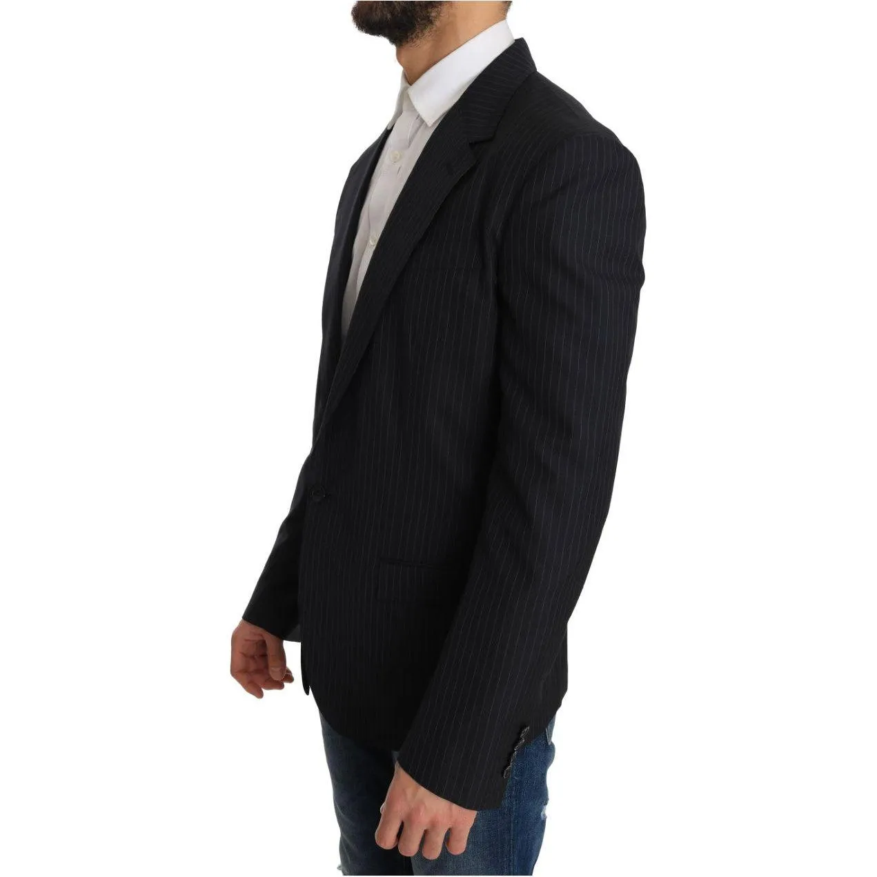 Dolce & Gabbana Elegant Slim Fit Striped Wool Silk Blazer