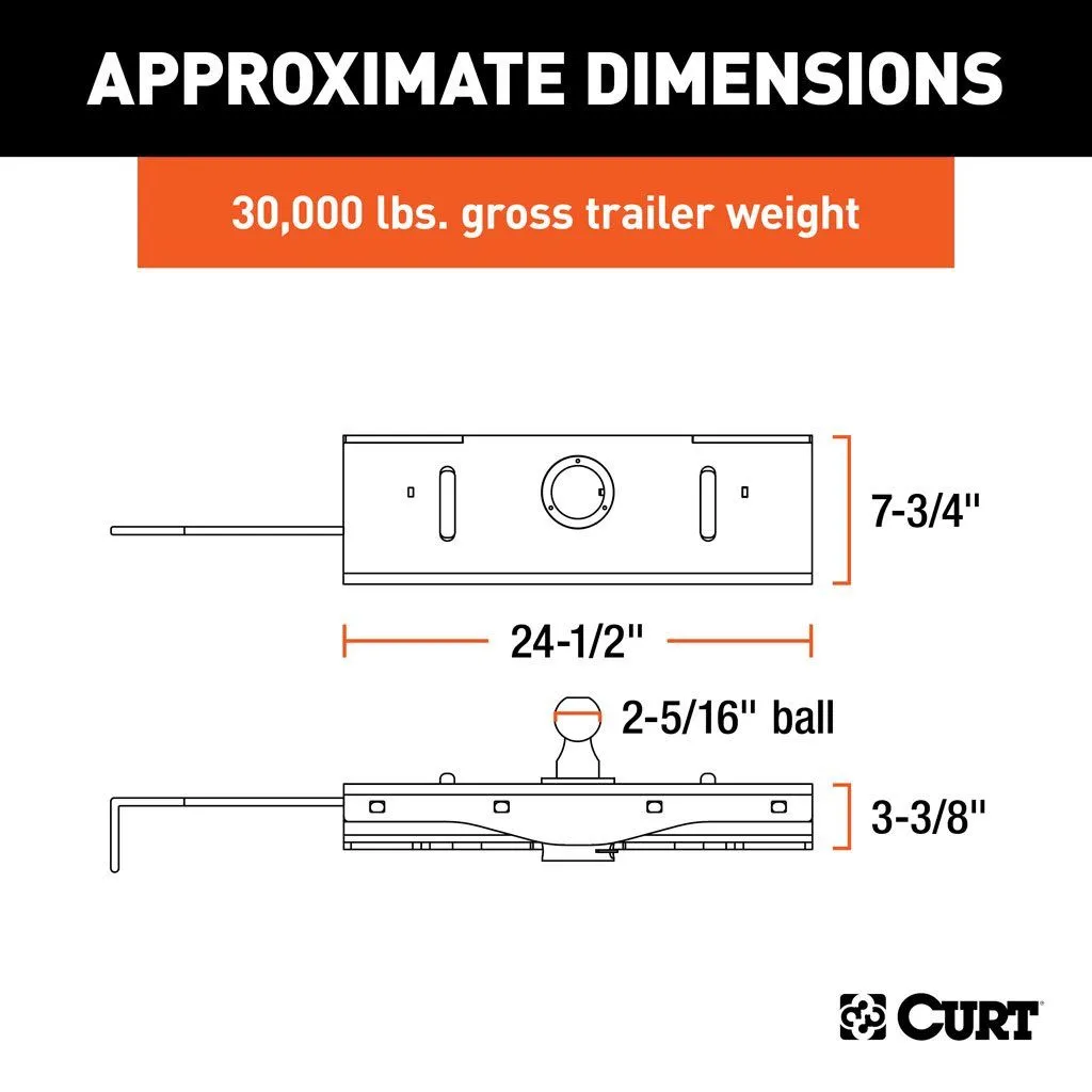 Double Lock EZr Gooseneck Hitch, 2-5/16" Ball, 30K (Brackets Required)