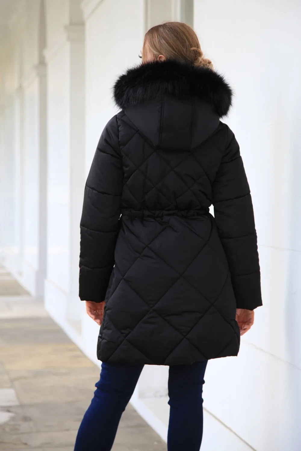 Double Second Lux Satin Long Puffer Coat