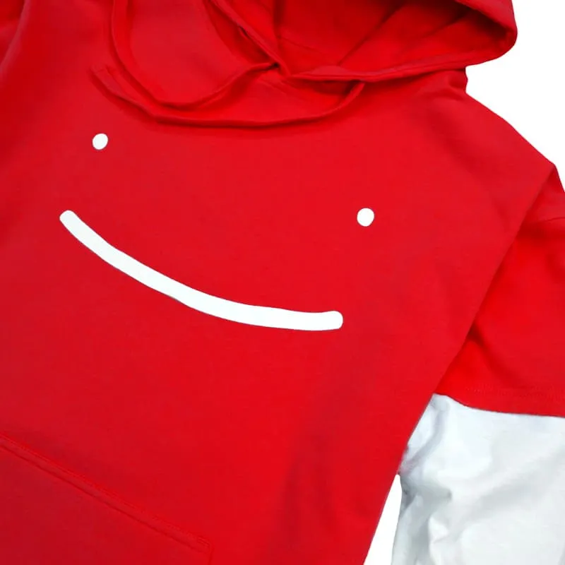 Dream Smile Layered Sleeve Pullover Hoodie