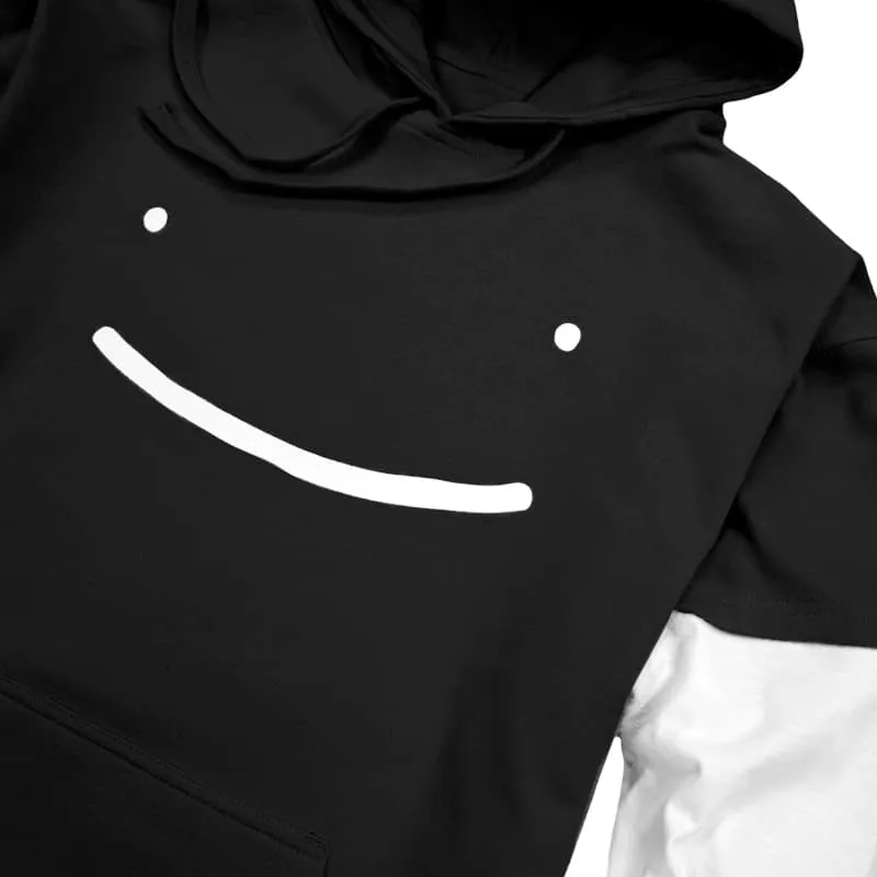 Dream Smile Layered Sleeve Pullover Hoodie