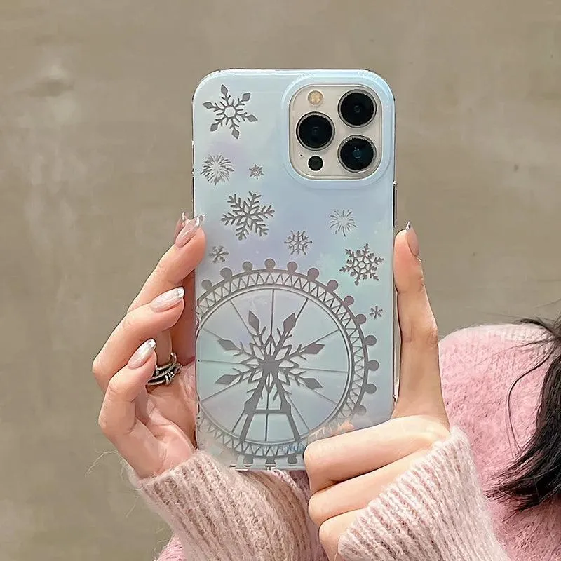 Dreamy Snowflake Cute Phone Case for iPhones 11, 12, 13, 14, 15 Pro Max, and 15 Plus - KBCPC234 Design