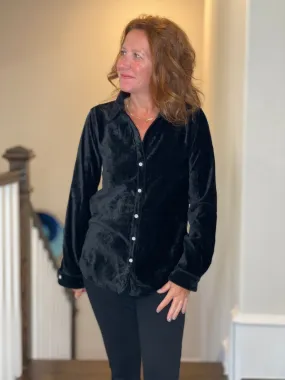 Dylan Classic Velvet Shirt in Black