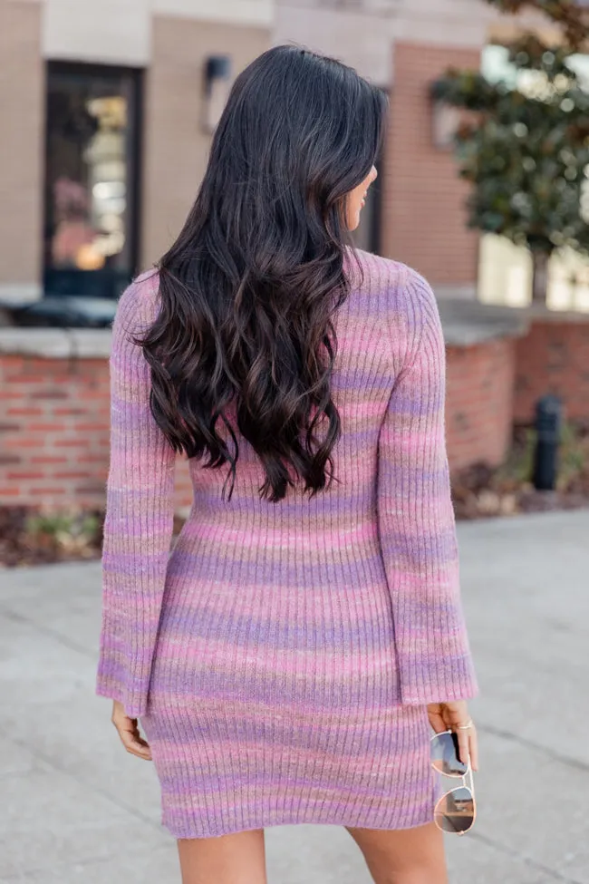 Easy Does It Pink Ombre Knit Sweater Bell Sleeve Mini Dress FINAL SALE