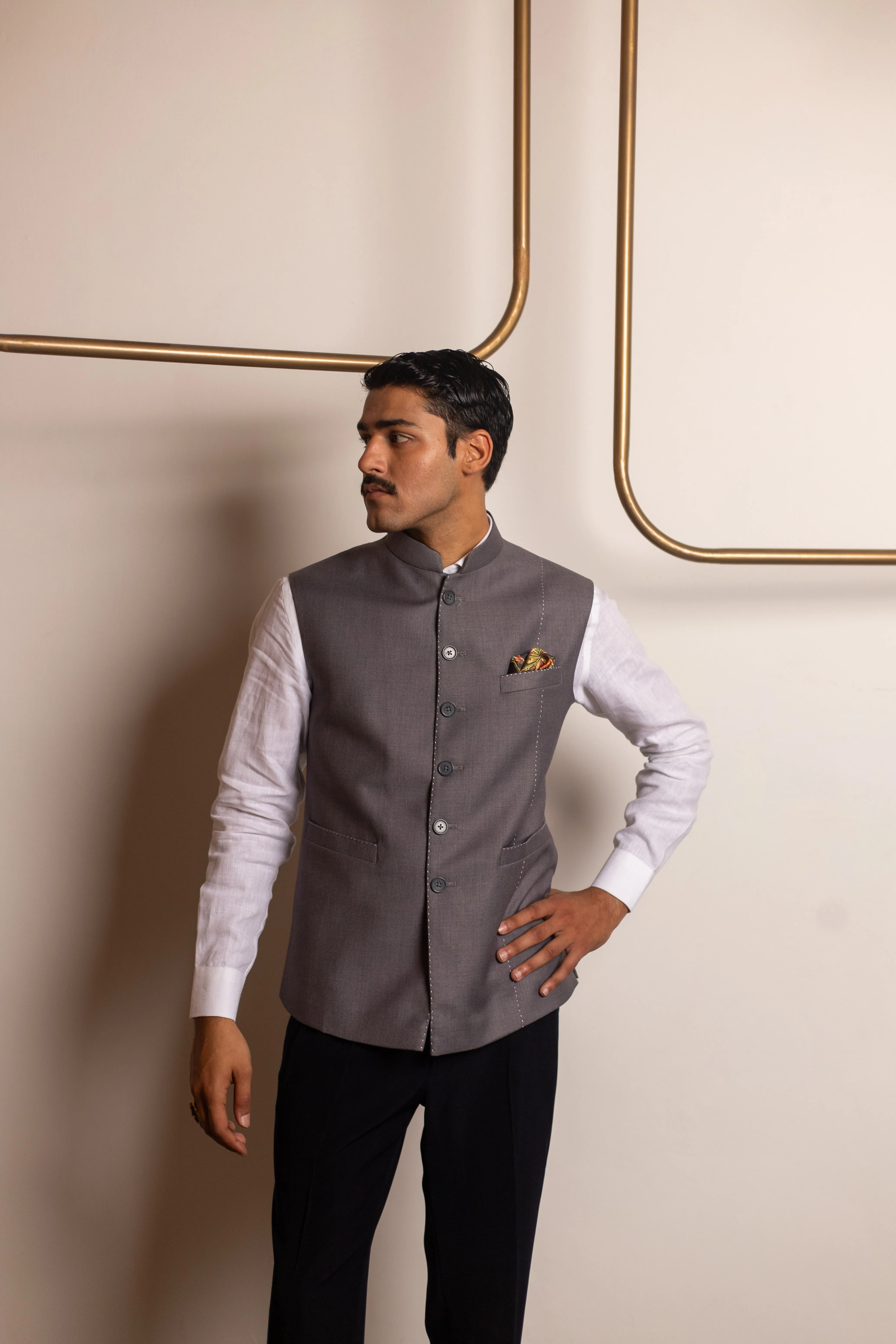 EDGE GREY NEHRU JACKET