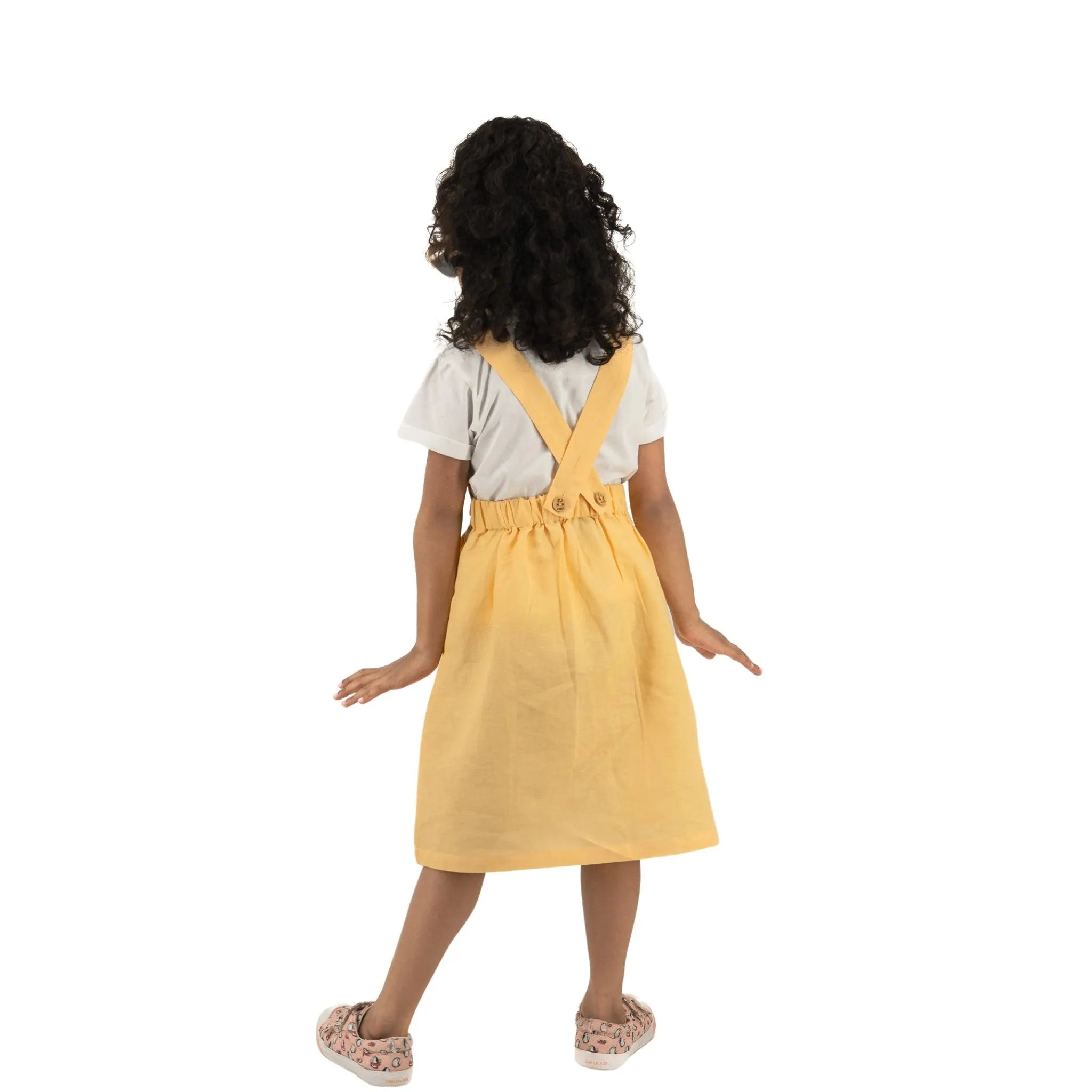 Elegant Golden Fleece Linen Pinafore