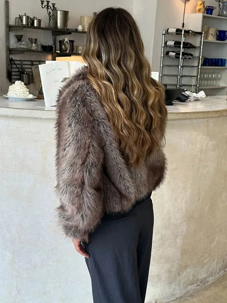 Faux fur zipper coat