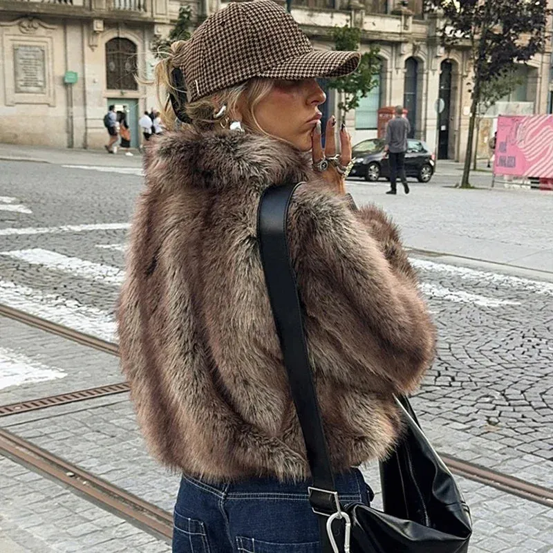 Faux fur zipper coat