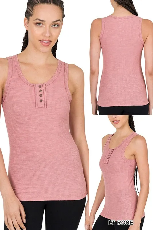 Fiesta Ribbed Tank Fuchsia