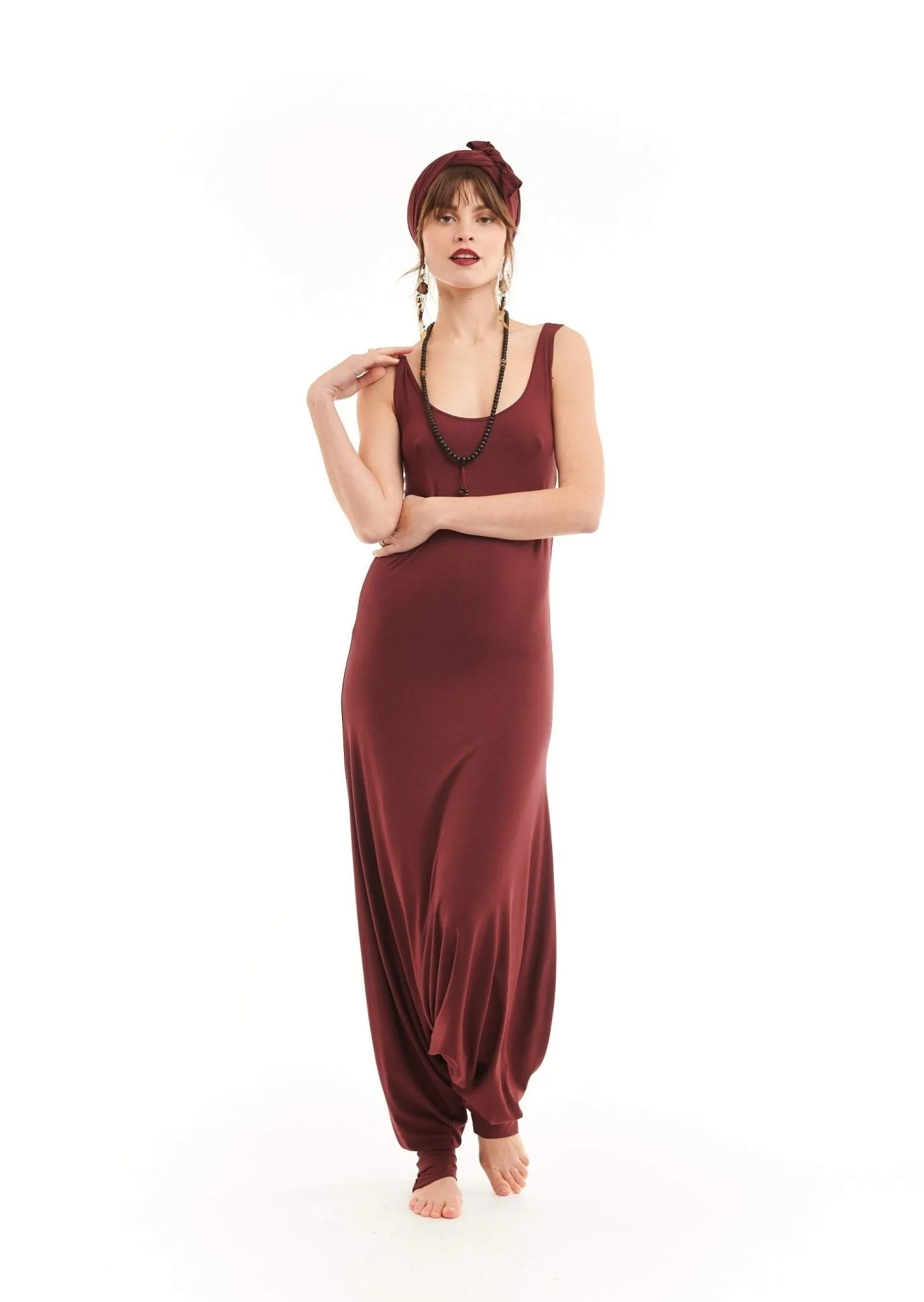 FITTED JUMPSUIT BURGUNDY